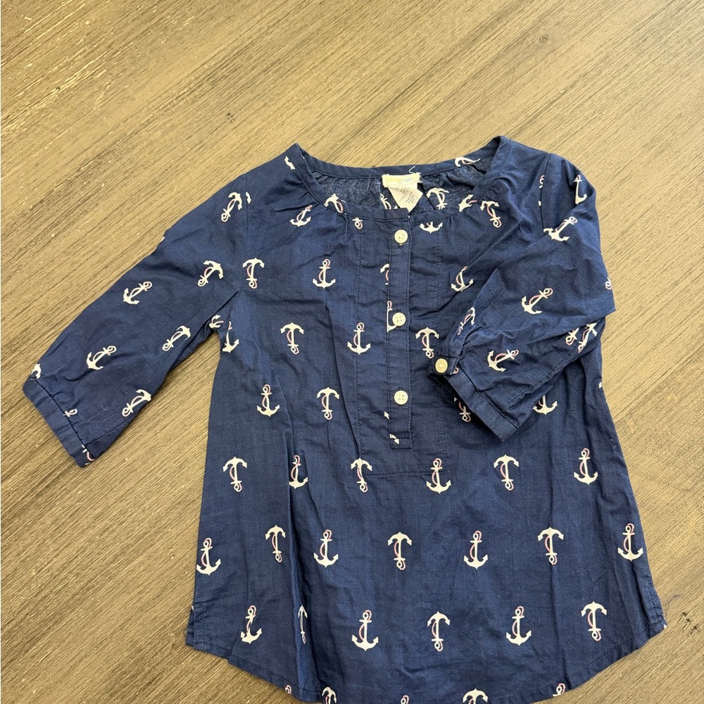 Crewcuts Navy Anchor Pattern Kids Blouse